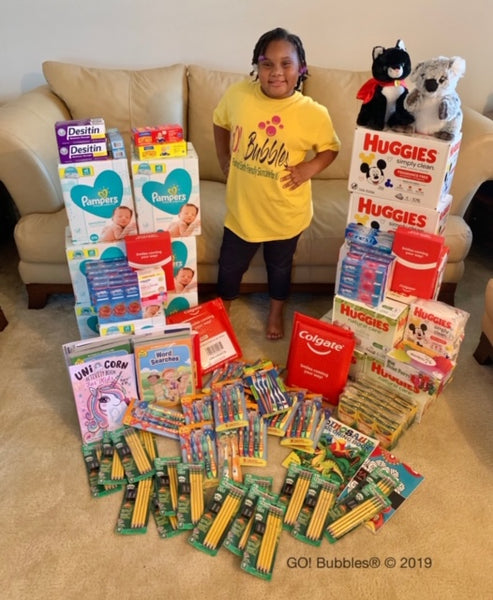 Gabrielle O. Starkes collects over 400 individual Items for Hurricane Dorian Kid Victims